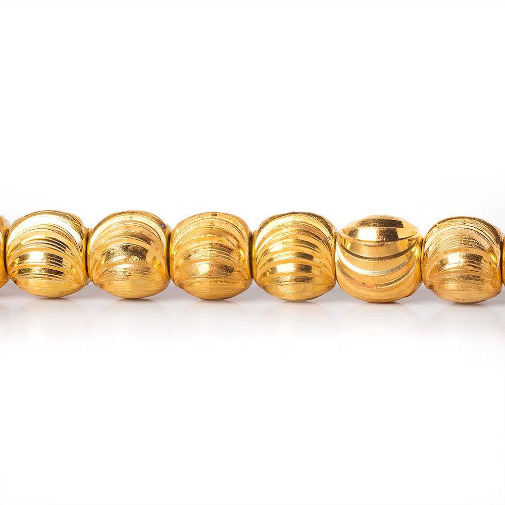 6mm 22kt Gold Plated Brass Wavy Groove Rounds 8 inch 37 beads