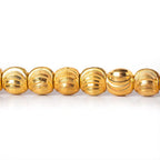 6mm 22kt Gold Plated Brass Wavy Groove Rounds 8 inch 37 beads