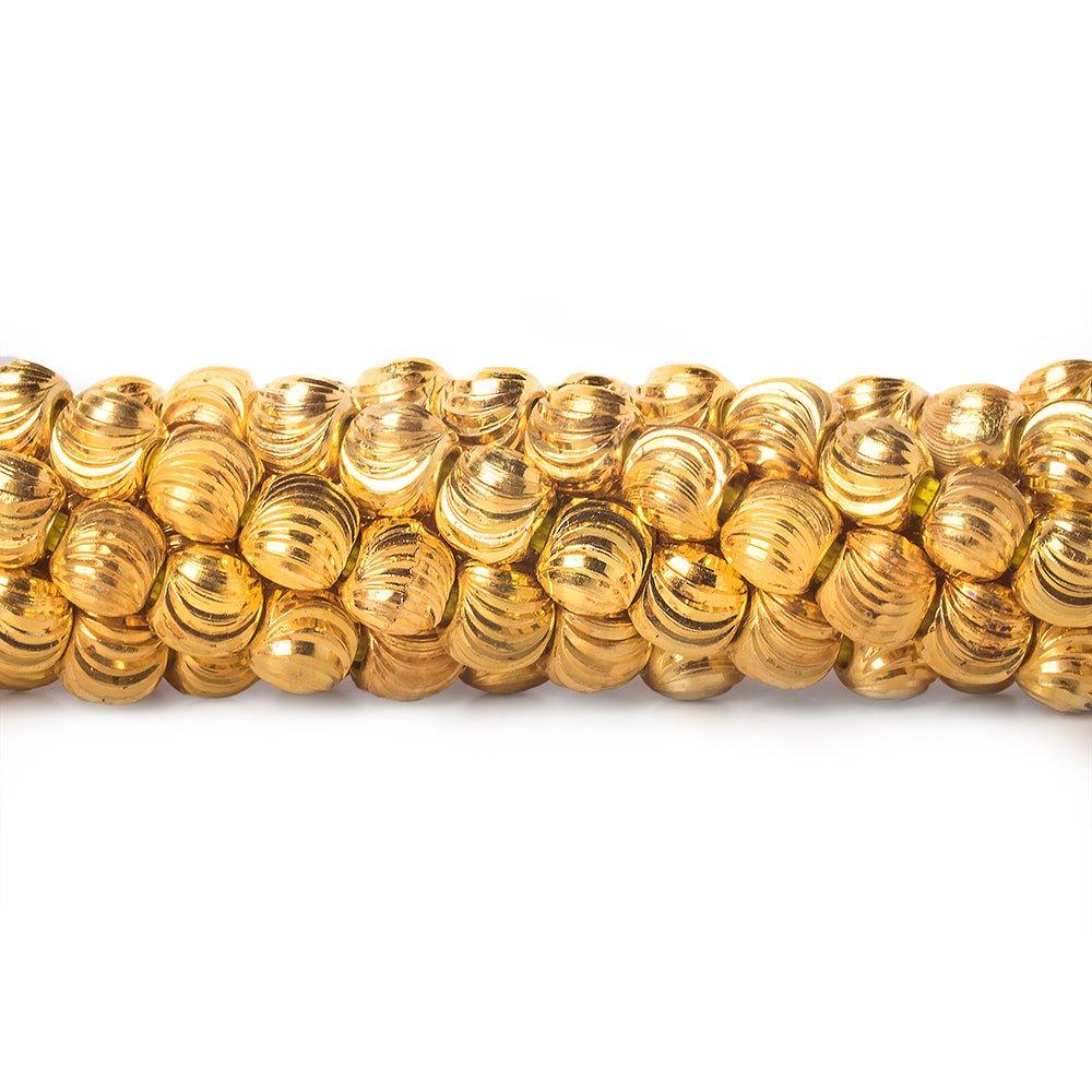 6mm 22kt Gold Plated Brass Wavy Groove Rounds 8 inch 37 beads