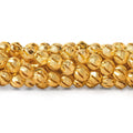 6mm 22kt Gold Plated Brass Diagonal Stripe Stardust Rounds 8 inch 37 beads