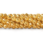 6mm 22kt Gold Plated Brass Diagonal Stripe Stardust Rounds 8 inch 37 beads