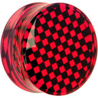 Red and Black Checker Inlayed Saddle Plug 2G to 30mm