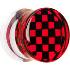 Red and Black Checker Inlayed Saddle Plug 2G to 30mm