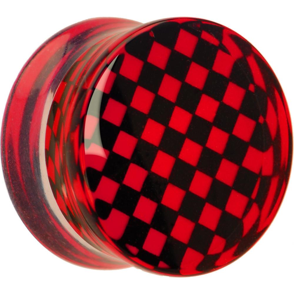 Red and Black Checker Inlayed Saddle Plug 2G to 30mm