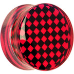 Red and Black Checker Inlayed Saddle Plug 2G to 30mm