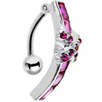 Top Mount Sterling Silver 925 Siam Red X Cubic Zirconia Belly Ring