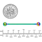 14G Rainbow Anodized Titanium Industrial Barbell Earring