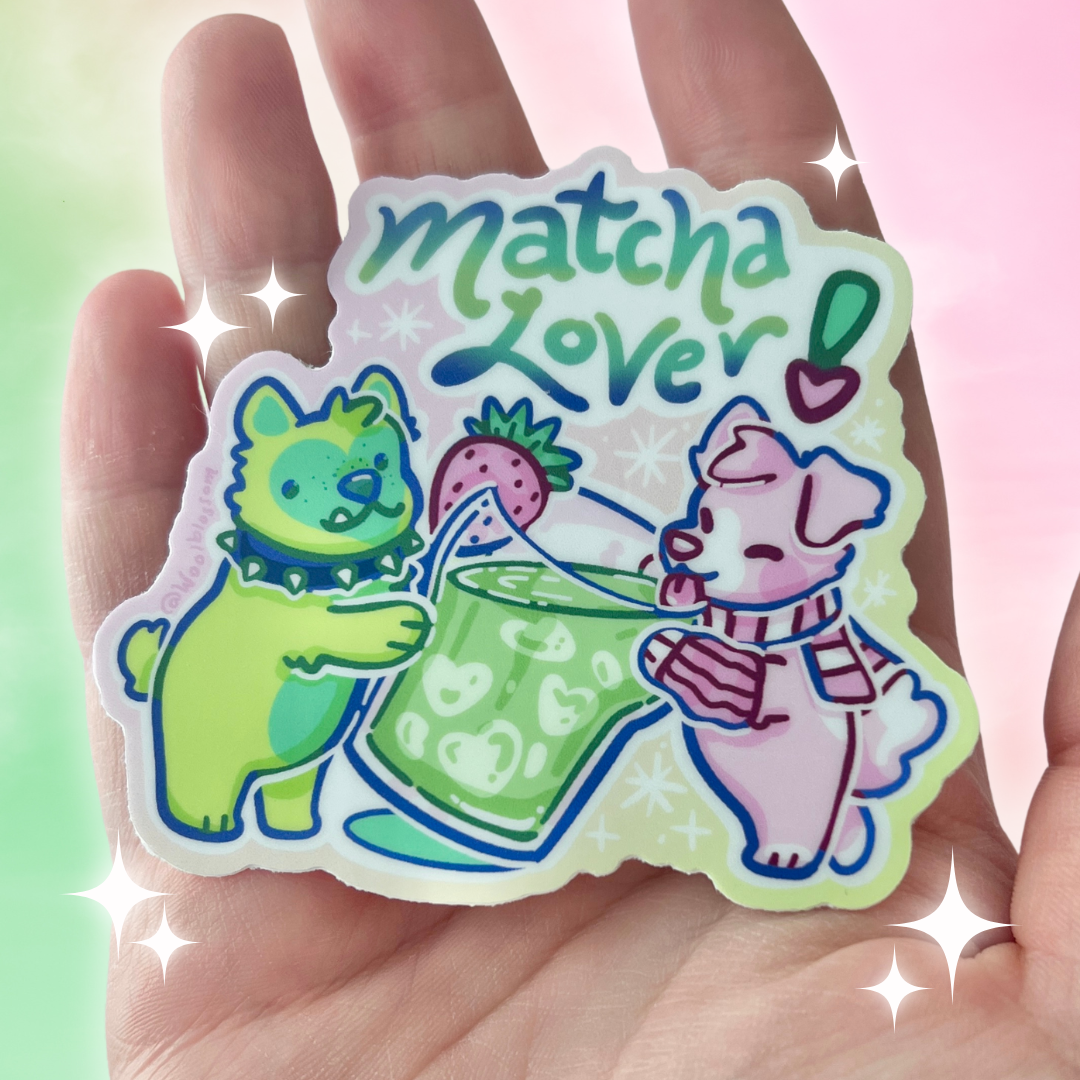 "Matcha Lover!" Puppies ~ Sticker