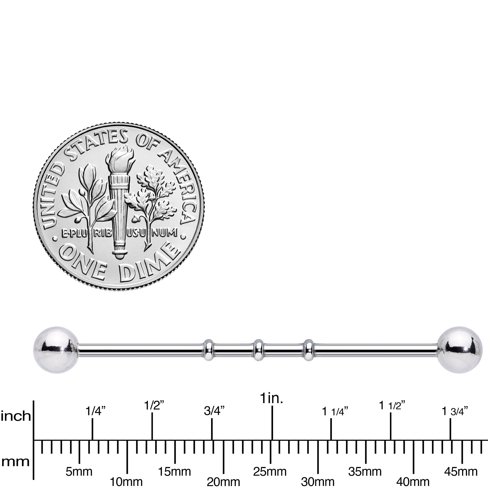 Surgical Steel Notched Industrial Barbell Earring