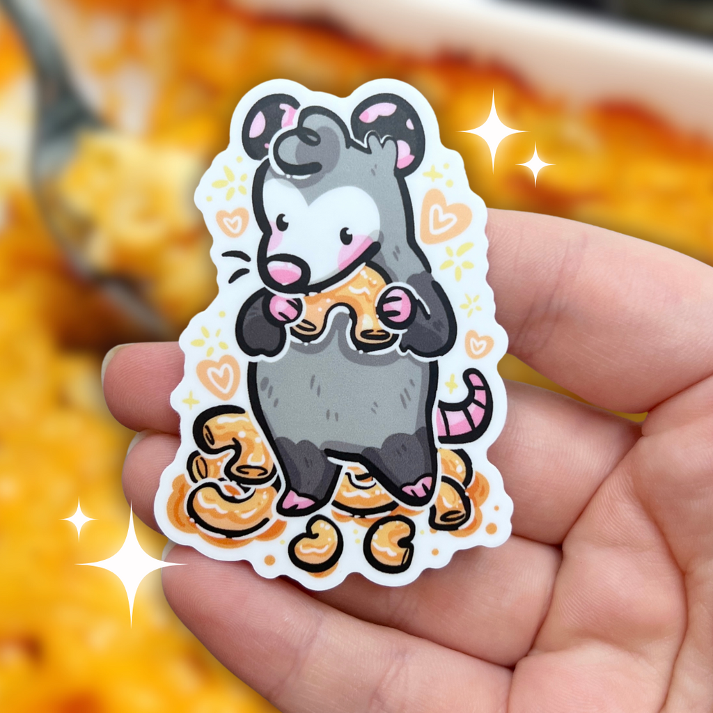 Mac and Cheese Opossum ~ Sticker