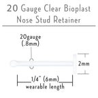 20G Clear Flat Bioplast Nose Retainer