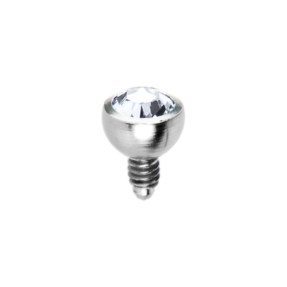 Grade 23 Solid Titanium Internally Threaded Clear Gem 3MM Dermal Ball Top