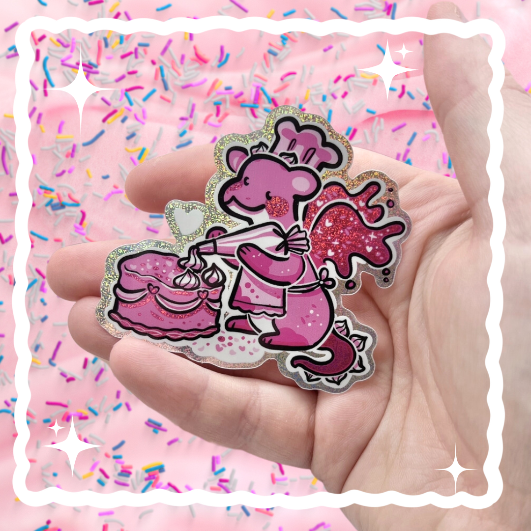 Cake Decorator Dragon ~ Pixie Dust Glitter Sticker