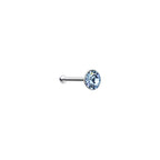 925 Silver 2mm Round Aqua Nose Bone Created with Crystals