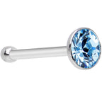 925 Silver 2mm Round Aqua Nose Bone Created with Crystals