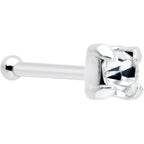 Sterling Silver 2mm Clear Nose Bone Created with Crystals