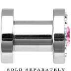 4G Stainless Steel Clear Pink CZ Screw Fit Tunnel
