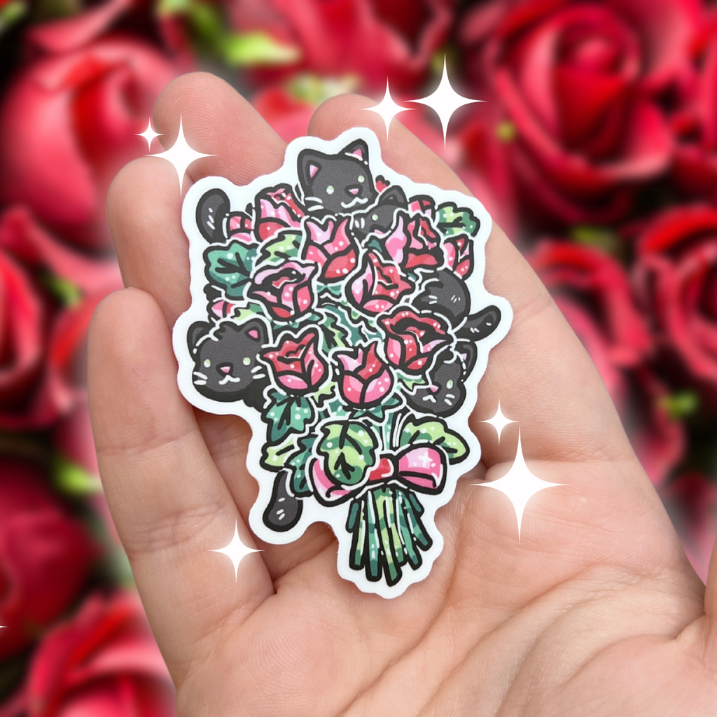 Rose Bouquet Cats ~ Sticker