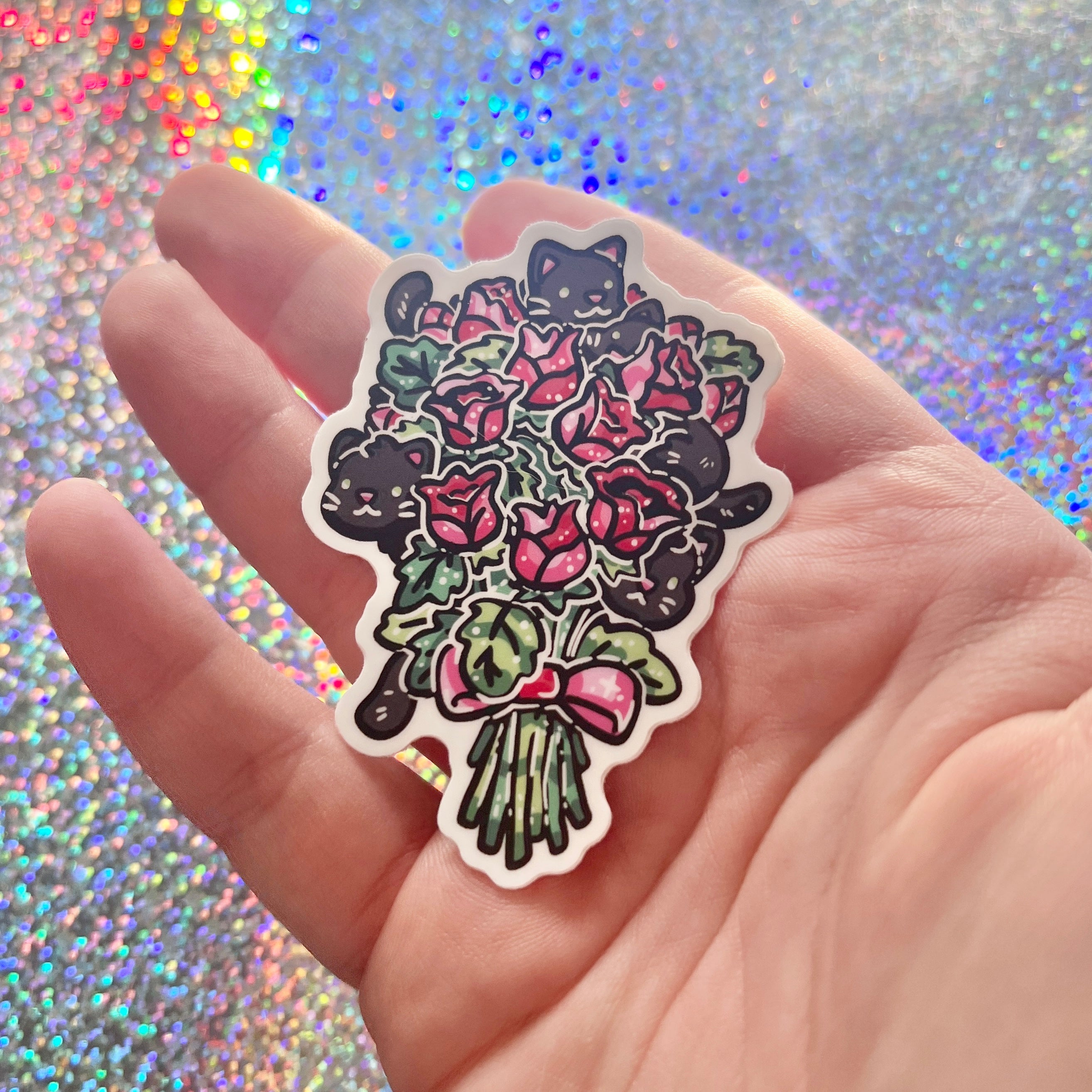 Rose Bouquet Cats ~ Sticker