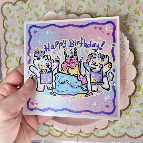 "Happy Birthday!" Confetti and Fondant Birthday Puppies ~ Shimmer Print