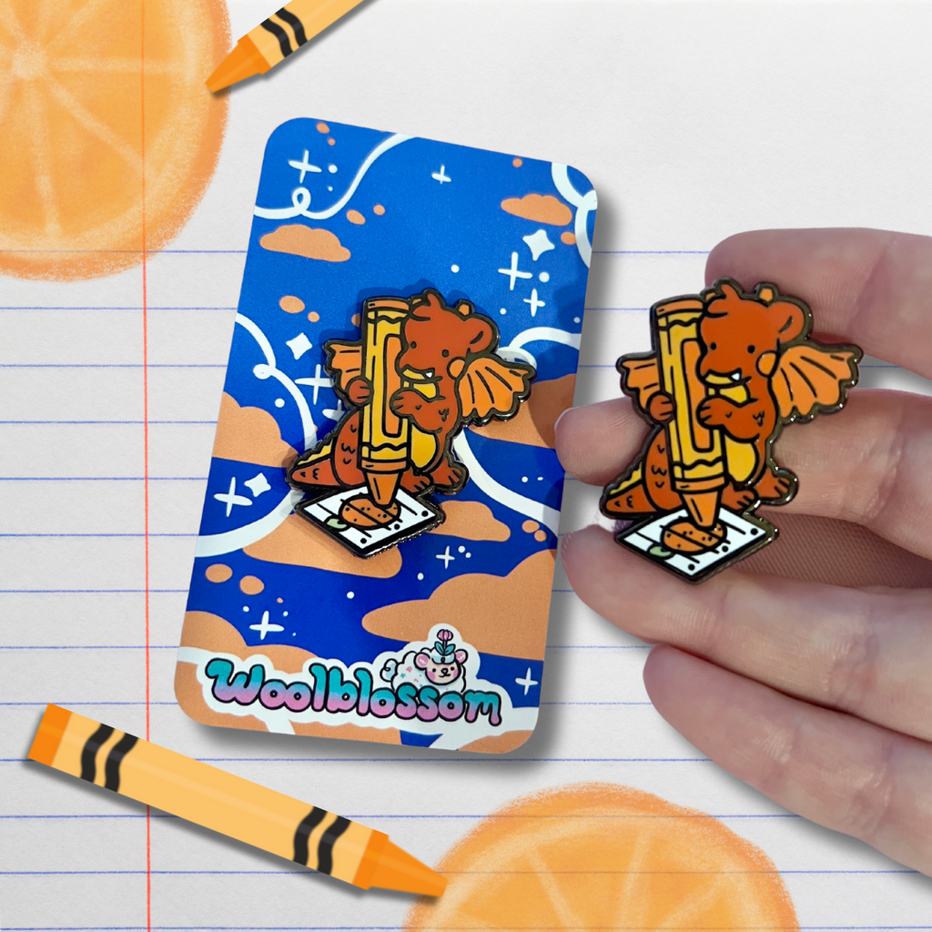 Crayon Artist Dragon ~ Enamel Pin