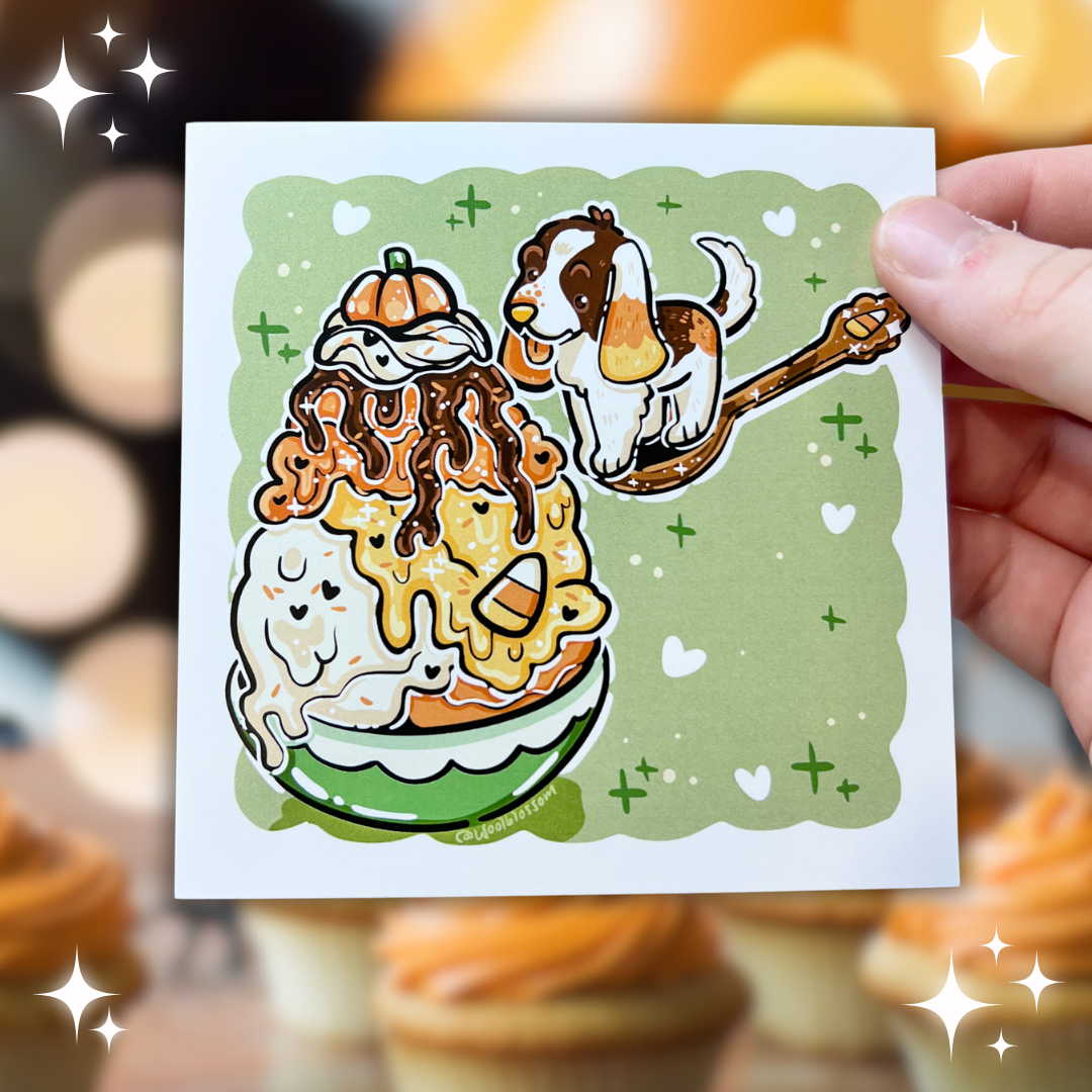 Candy Corn Sundae Basset Hound ~ Print