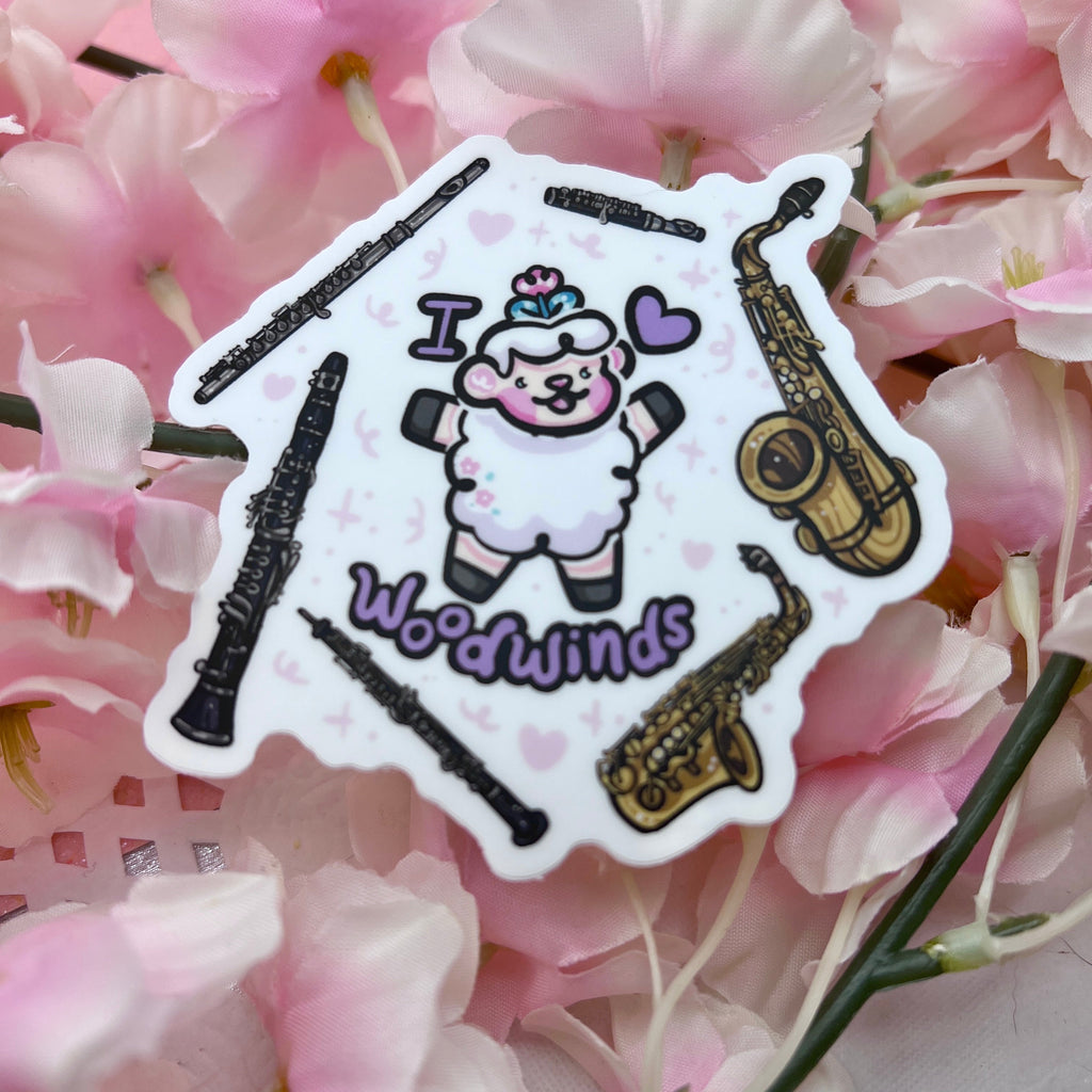 "I Love Woodwinds!" Instruments Sprout ~ Sticker