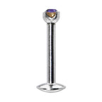 16G Purple 2mm Gem Internally Threaded Labret Monroe Tragus