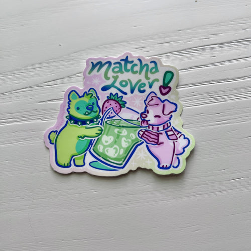 "Matcha Lover!" Puppies ~ Sticker