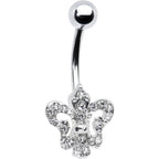 Clear Gem Fleur De Lis Belly Ring