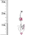 Pink CZ Heart Fairy Belly Ring
