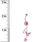 Pink CZ Flight of Fancy Butterfly Belly Ring