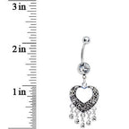 Crystalline Gem Hollow Heart Chandelier Belly Ring