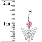 Pink Gem Encompass Butterfly Belly Ring