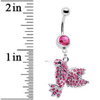 Pink Gem Humming Bird Belly Ring