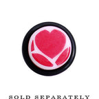 0G White Red Heart Acrylic Ear Taper