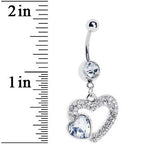 Clear Gem Hollow Heart Dangle Belly Ring
