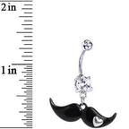 Clear Heart Mustache Belly Ring