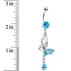 Aqua Gem Double-Take Butterfly Belly Ring