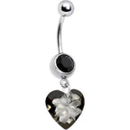Jet Gem Classic Romance Heart Belly Ring