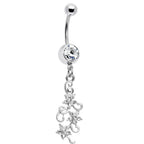 Crystalline Gem Dramatic Floral Drop Belly Ring