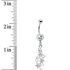 Crystalline Gem Dramatic Floral Drop Belly Ring