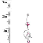 Pink Gem Love of Butterfly Belly Ring