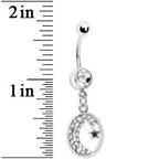 Clear Gem Celestial Crescent Moon Belly Ring