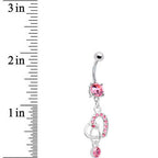 Pink Gem Charming Heart Dangle Belly Ring