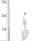 Crystalline Gem Faux Pearl Leaf Belly Ring