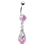 Pink Gem Elegant Drop Belly Ring
