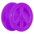 Acrylic Neon Purple Peace Sign Tunnel Plug 2G to 20mm