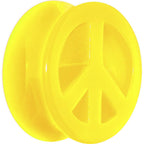 Acrylic Neon Yellow Peace Sign Tunnel Plug 2G to 20mm
