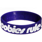 Dark Purple White Black Boobies Rule Awareness for Breast Cancer Bracelet